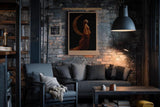 Paul Sinus Wandbild in 40x60cm The Moon Dress Elegante Frau in goldenem Kleid vor Mondsichel auf schwarzem Hintergrund