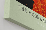 Paul Sinus Wandbild in 40x60cm The Moonwalker Illustration einer Frau im orangefarbenen Kleid vor Mondsichel mit eleganter, verträumter Ausstrahlung