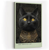Paul Sinus Wandbild in 40x60cm The Oracle Cat mit schwarzer Katze und goldenen Augen vor ornamentalem Hintergrund für edle Wandgestaltung