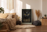 Paul Sinus Wandbild in 40x60cm The Oracle Cat mit schwarzer Katze und goldenen Augen vor ornamentalem Hintergrund für edle Wandgestaltung