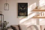 Paul Sinus Wandbild in 40x60cm The Oracle Cat mit schwarzer Katze und goldenen Augen vor ornamentalem Hintergrund für edle Wandgestaltung