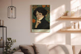 Paul Sinus Wandbild in 40x60cm The Orange Muse – Elegantes Porträt im Jugendstil mit warmen Orangetönen und kunstvollen floralen Details