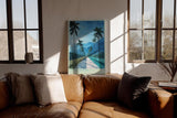 Paul Sinus Wandbild in 40x60cm The Palm Road mit malerischen Palmen und blauem Gebirgsblick in endloser Tiefe für stilvolle Raumgestaltung