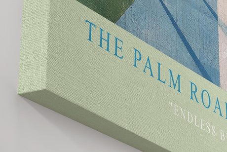 Paul Sinus Wandbild in 40x60cm The Palm Road mit malerischen Palmen und blauem Gebirgsblick in endloser Tiefe für stilvolle Raumgestaltung