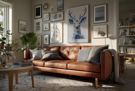 Paul Sinus Wandbild in 40x60cm The Porcelain Stag in edler Blau-Weiß-Optik – kunstvolle Hirschdarstellung mit filigranen Mustern für stilvolle Wohnräume