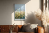 Paul Sinus Wandbild in 40x60cm The Quiet Field Sanfte Wildblumenwiese in Pastellfarben unter klarem Himmel für ruhige und harmonische Raumakzente