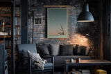 Paul Sinus Wandbild in 40x60cm The Quiet Hour Minimalistische Landschaft mit Baum, Vögeln und Mond im sanften Farbverlauf von Blau zu Rosa