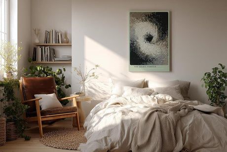 Paul Sinus Wandbild in 40x60cm The Quiet Vortex – Abstrakte Wirbelkomposition in Schwarz, Weiß und Brauntönen mit sanften Übergängen