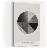Paul Sinus Wandbild in 40x60cm The Ratio Within – Geometrische Kreisaufteilung in Schwarz-Weiß mit texturierten Segmenten