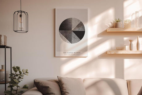 Paul Sinus Wandbild in 40x60cm The Ratio Within – Geometrische Kreisaufteilung in Schwarz-Weiß mit texturierten Segmenten