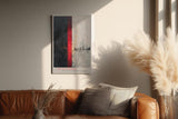 Paul Sinus Wandbild in 40x60cm The Red Border – Abstrakte Komposition mit starkem Hell-Dunkel-Kontrast und rotem Akzentstreifen