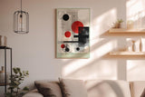 Paul Sinus Wandbild in 40x60cm The Red Construct – Geometrische Abstraktion in Rot, Schwarz und Weiß mit klaren Linien und markanten Formen