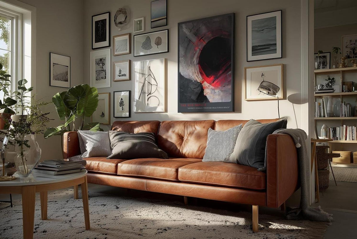Paul Sinus Wandbild in 40x60cm The Red Impact – Dynamisches abstraktes Kunstwerk mit rotem Akzent und kreisförmiger Komposition