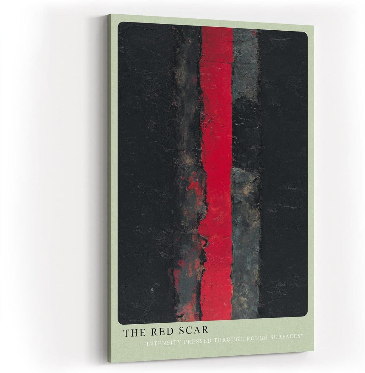 Paul Sinus Wandbild in 40x60cm The Red Scar – Abstraktes Kunstwerk mit intensivem rotem Streifen auf dunklem Grund