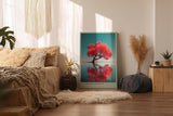 Paul Sinus Wandbild in 40x60cm The Red Silence – leuchtend roter Baum im Wasser mit Spiegelung, moderne Naturfotokunst