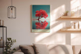 Paul Sinus Wandbild in 40x60cm The Red Silence – leuchtend roter Baum im Wasser mit Spiegelung, moderne Naturfotokunst