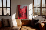 Paul Sinus Wandbild in 40x60cm The Red Veil – Abstraktes Kunstwerk mit dynamischen Linien in kräftigen Rottönen