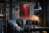 Paul Sinus Wandbild in 40x60cm The Red Veil – Abstraktes Kunstwerk mit dynamischen Linien in kräftigen Rottönen