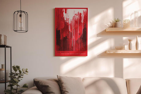 Paul Sinus Wandbild in 40x60cm The Red Veil – Abstraktes Kunstwerk mit dynamischen Linien in kräftigen Rottönen