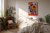 Paul Sinus Wandbild in 40x60cm The Rhythm of Rings – Lebendige Komposition aus farbkräftigen Kreisen in Gelb, Rot, Blau, Pink und Schwarz mit dynamischen Pinselspuren