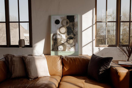 Paul Sinus Wandbild in 40x60cm The Ring Code – Abstrakte Komposition in Sepiaund Grautönen mit markanten Kreisund Linienmustern