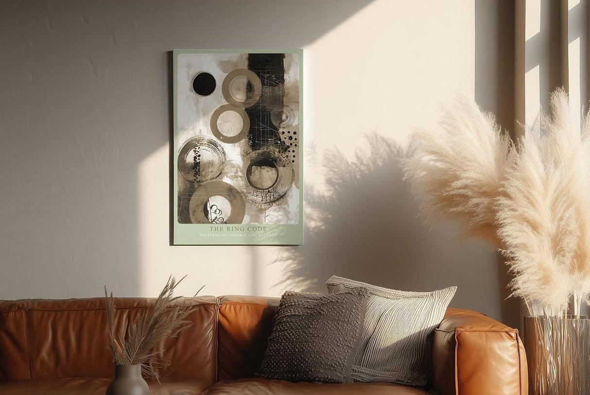 Paul Sinus Wandbild in 40x60cm The Ring Code – Abstrakte Komposition in Sepiaund Grautönen mit markanten Kreisund Linienmustern