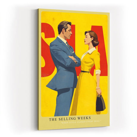 Paul Sinus Wandbild in 40x60cm The Selling Weeks – Vintage Business Couple im Retro-Stil, stilvolle Illustration in leuchtenden Farben