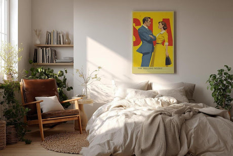 Paul Sinus Wandbild in 40x60cm The Selling Weeks – Vintage Business Couple im Retro-Stil, stilvolle Illustration in leuchtenden Farben