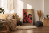 Paul Sinus Wandbild in 40x60cm The Shadow Union – Batman und mysteriöse Frau in intensiver roter Komposition, ausdrucksstarkes Pop-Art-Design für moderne Räume