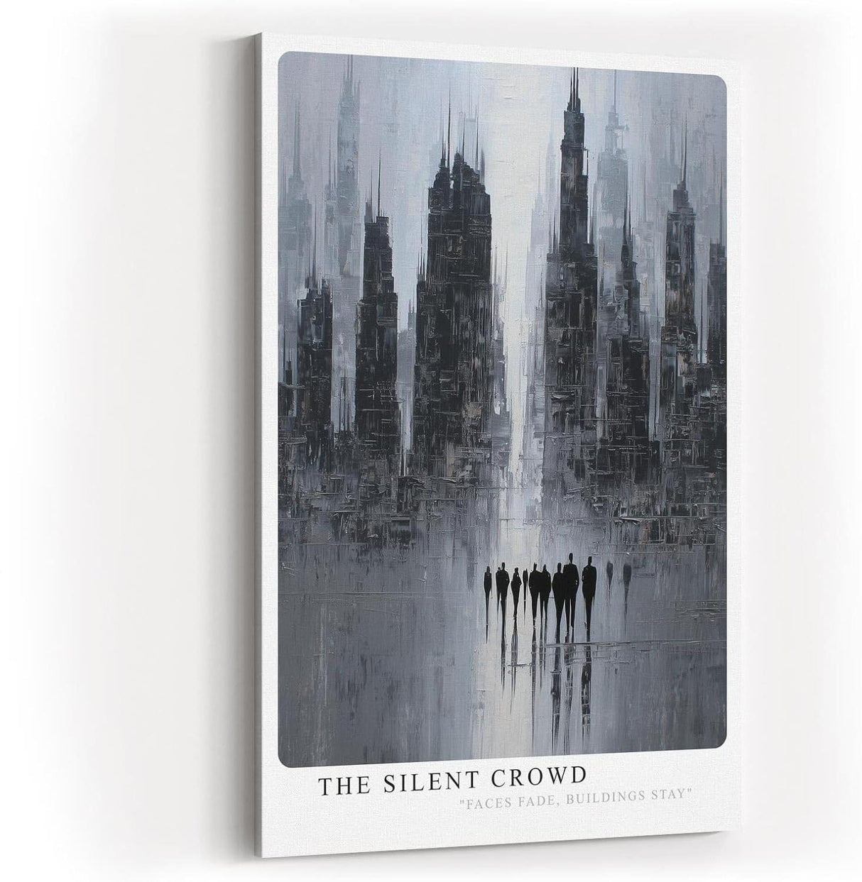 Paul Sinus Wandbild in 40x60cm The Silent Crowd Silhouetten einer Menschenmenge vor hoch aufragender Skyline in grauer Farbkomposition
