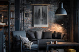 Paul Sinus Wandbild in 40x60cm The Silent Crowd Silhouetten einer Menschenmenge vor hoch aufragender Skyline in grauer Farbkomposition