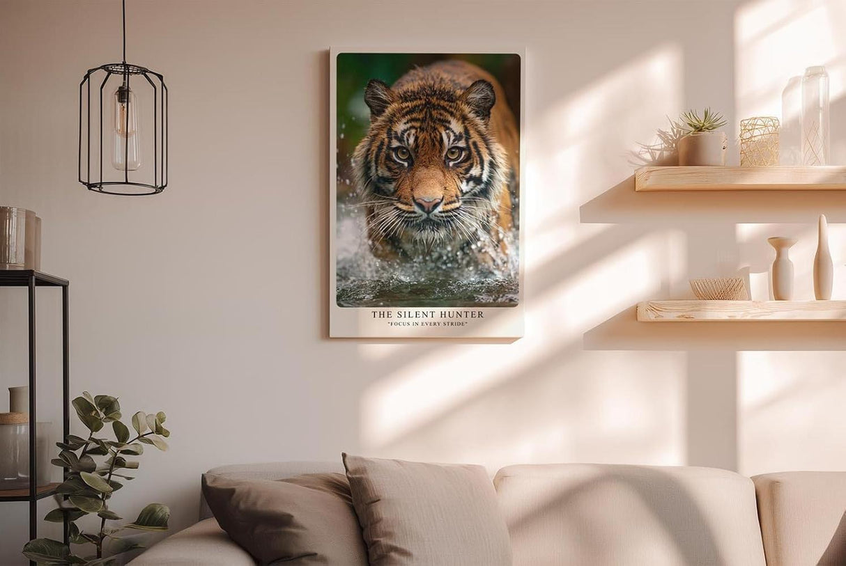 Paul Sinus Wandbild in 40x60cm The Silent Hunter – Faszinierendes Tigerporträt im Wasser in hoher Farbbrillanz