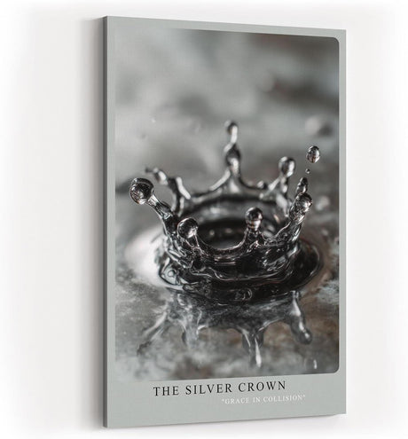 Paul Sinus Wandbild in 40x60cm The Silver Crown – Makroaufnahme einer Wasserkrone in silbrigen Reflexen
