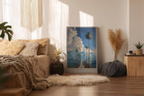 Paul Sinus Wandbild in 40x60cm The Sky Road mit Palmenallee und dramatischem Wolkenhimmel vor blauen Bergen für eindrucksvolle Wandgestaltung