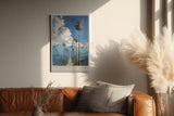 Paul Sinus Wandbild in 40x60cm The Sky Road mit Palmenallee und dramatischem Wolkenhimmel vor blauen Bergen für eindrucksvolle Wandgestaltung