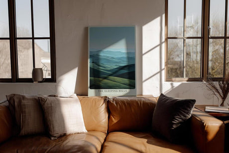 Paul Sinus Wandbild in 40x60cm The Sleeping Hills – sanfte Hügellandschaft in harmonischen Grüntönen für ruhige und stilvolle Raumgestaltung