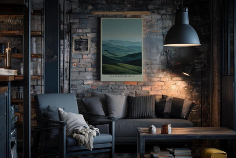 Paul Sinus Wandbild in 40x60cm The Sleeping Hills – sanfte Hügellandschaft in harmonischen Grüntönen für ruhige und stilvolle Raumgestaltung