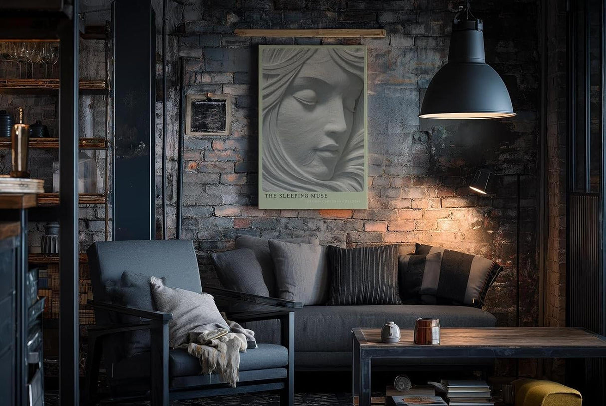 Paul Sinus Wandbild in 40x60cm The Sleeping Muse – Elegante Darstellung eines in feinen Linien gearbeiteten weiblichen Gesichts in sanfter Ruhe