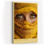 Paul Sinus Wandbild in 40x60cm The Soul Mirror – Intensiver Blick durch goldene Augen mit gelbem Stoff umhüllt