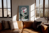 Paul Sinus Wandbild in 40x60cm The Spotted Bloom Botanische Illustration einer weißen Blüte mit roten Punkten und grünen Blättern