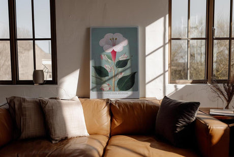 Paul Sinus Wandbild in 40x60cm The Spotted Bloom Botanische Illustration einer weißen Blüte mit roten Punkten und grünen Blättern