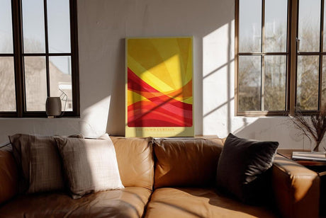 Paul Sinus Wandbild in 40x60cm The Sun's Curtain – Abstrakte Wellen in leuchtendem Gelb und Rot für moderne Wohnräume