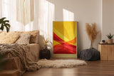 Paul Sinus Wandbild in 40x60cm The Sun's Curtain – Abstrakte Wellen in leuchtendem Gelb und Rot für moderne Wohnräume