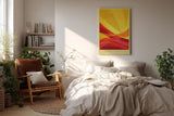 Paul Sinus Wandbild in 40x60cm The Sun's Curtain – Abstrakte Wellen in leuchtendem Gelb und Rot für moderne Wohnräume