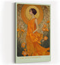 Paul Sinus Wandbild in 40x60cm The Sun's Favorite mit eleganter Frau in goldener Robe vor floralem Hintergrund für luxuriöse Wandgestaltung