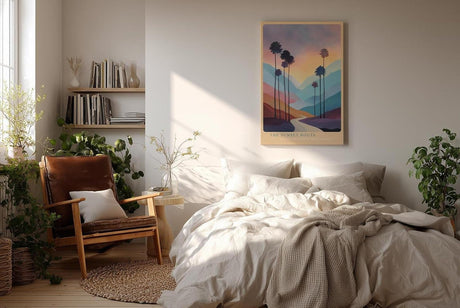 Paul Sinus Wandbild in 40x60cm The Sunset Route – farbenprächtige Palmenlandschaft im Licht des Sonnenuntergangs, moderne Wandkunst