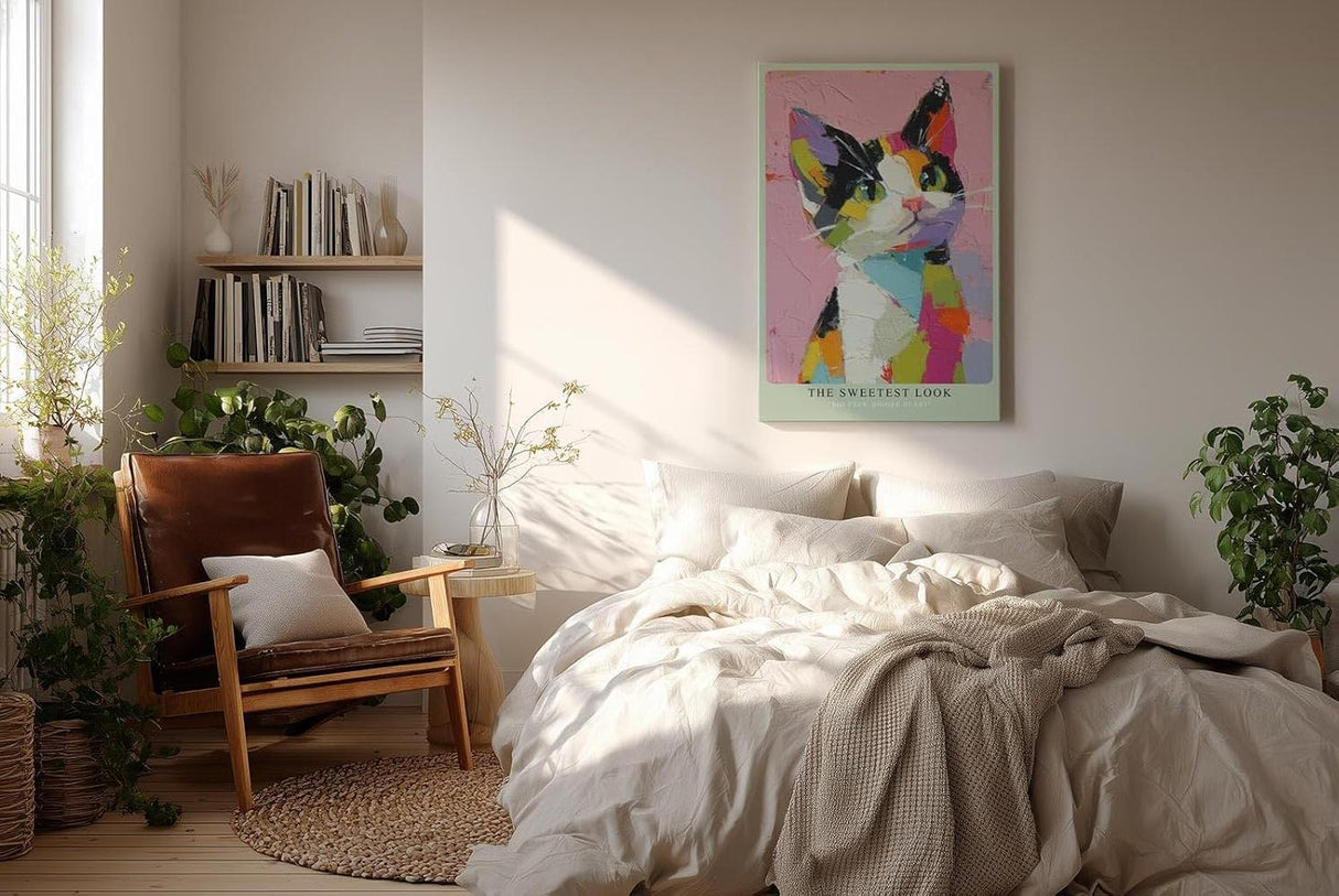 Paul Sinus Wandbild in 40x60cm The Sweetest Look – Verspieltes Katzen-Porträt im bunten Acrylstil, farbenfrohe Wandkunst mit charmantem Ausdruck
