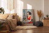 Paul Sinus Wandbild in 40x60cm The Taste of Paris Bilder einer Frau im roten Kleid auf einer Pariser Terrasse mit Blick auf den Eiffelturm