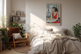 Paul Sinus Wandbild in 40x60cm The Taste of Paris Bilder einer Frau im roten Kleid auf einer Pariser Terrasse mit Blick auf den Eiffelturm