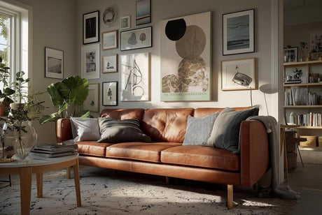 Paul Sinus Wandbild in 40x60cm The Texture Constellation – Minimalistische Kreiskomposition in Schwarz, Beige und Marmorstruktur